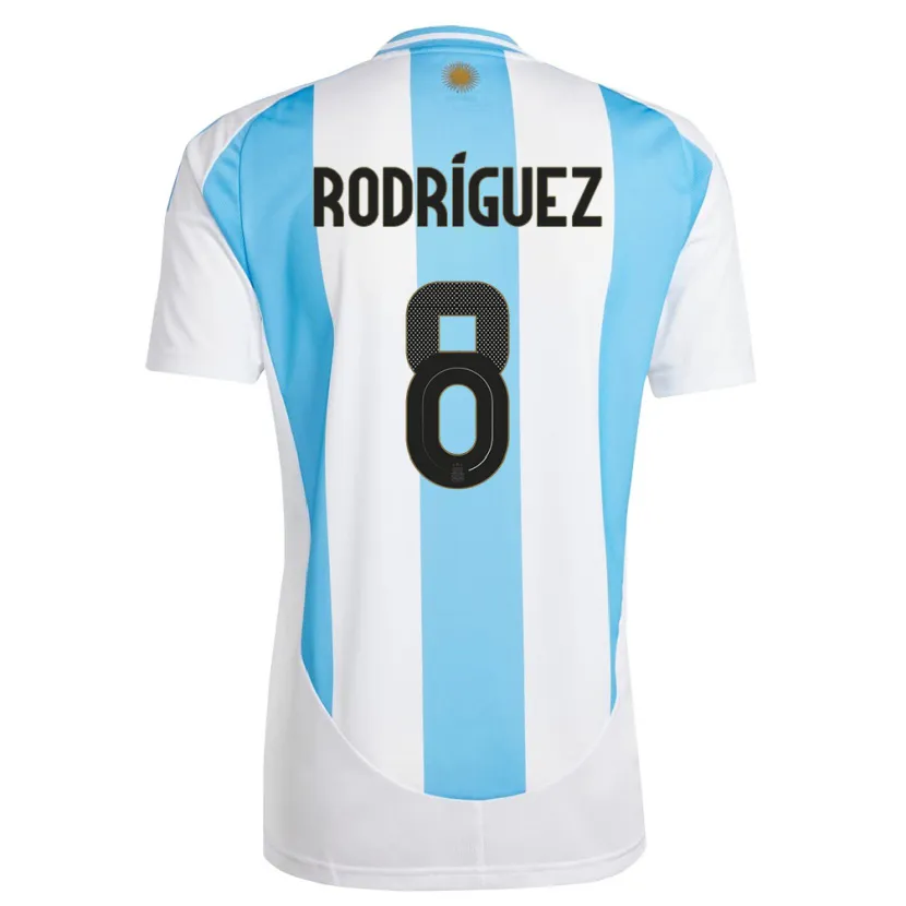 Danxen Heren Argentinië Agustin Rodriguez #8 Wit Blauw Thuisshirt Thuistenue 24-26 T-Shirt