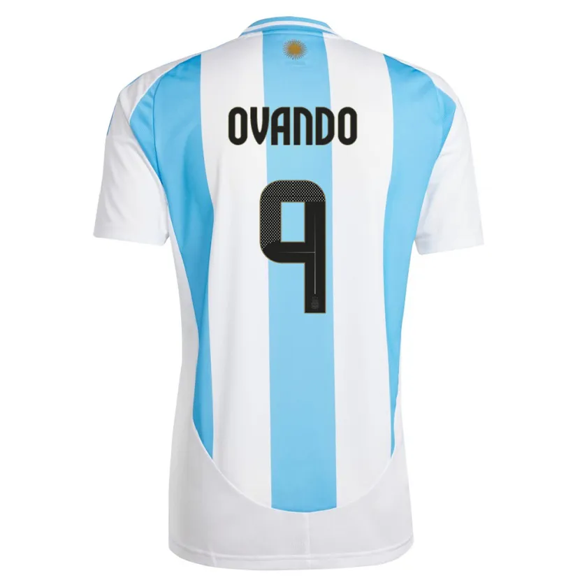 Danxen Heren Argentinië Lautaro Ovando #9 Wit Blauw Thuisshirt Thuistenue 24-26 T-Shirt