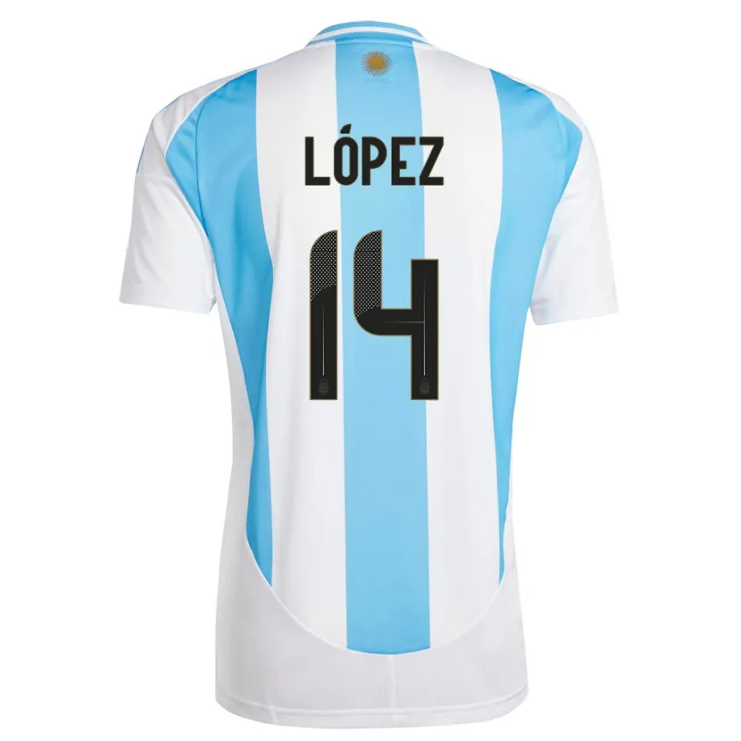 Danxen Heren Argentinië Lautaro Lopez #14 Wit Blauw Thuisshirt Thuistenue 24-26 T-Shirt