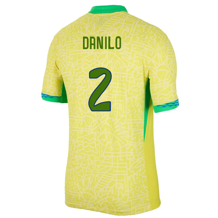 Danxen Heren Brazilië Danilo #2 Geel Thuisshirt Thuistenue 24-26 T-Shirt