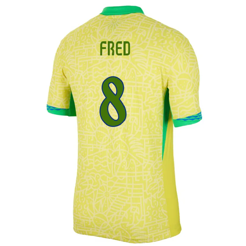 Danxen Heren Brazilië Fred #8 Geel Thuisshirt Thuistenue 24-26 T-Shirt