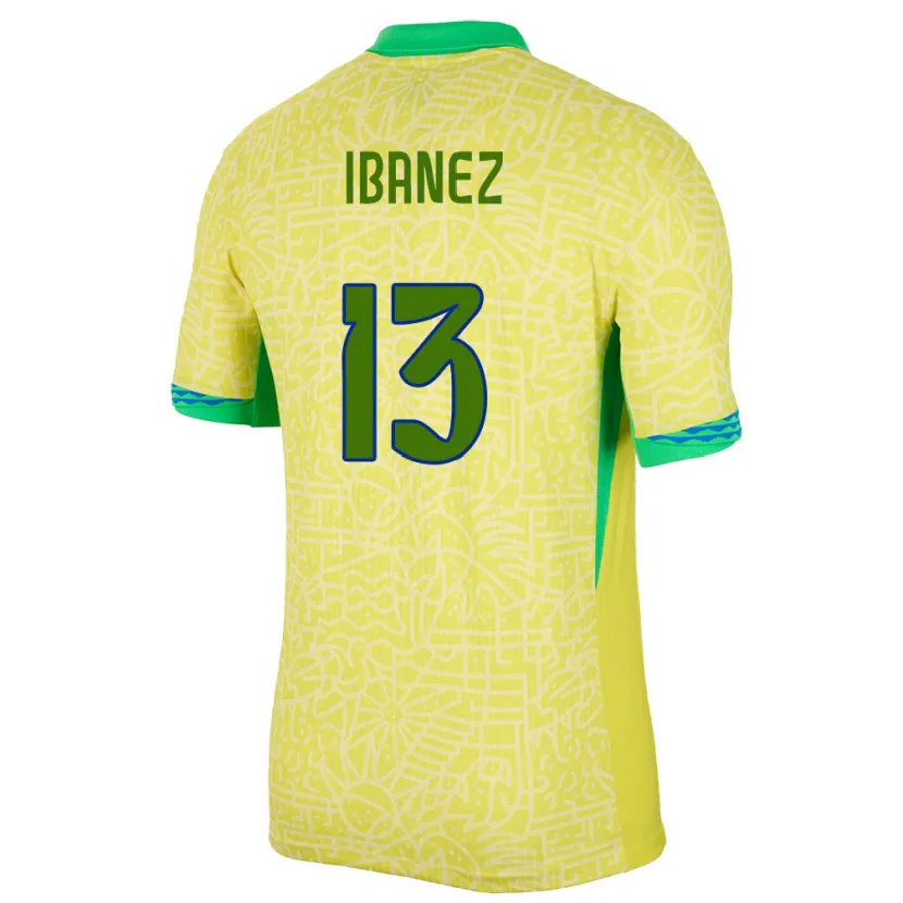 Danxen Heren Brazilië Roger Ibanez #13 Geel Thuisshirt Thuistenue 24-26 T-Shirt