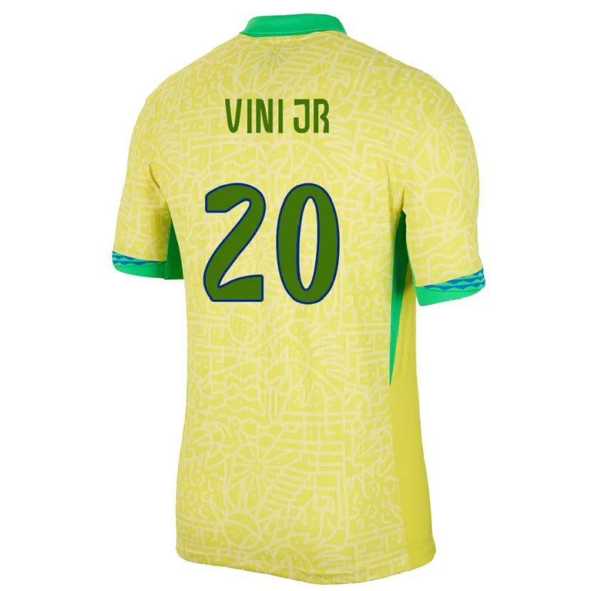 Danxen Heren Brazilië Vinicius Junior #20 Geel Thuisshirt Thuistenue 24-26 T-Shirt