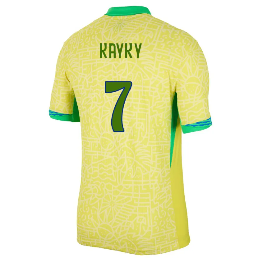 Danxen Heren Brazilië Kayky #7 Geel Thuisshirt Thuistenue 24-26 T-Shirt