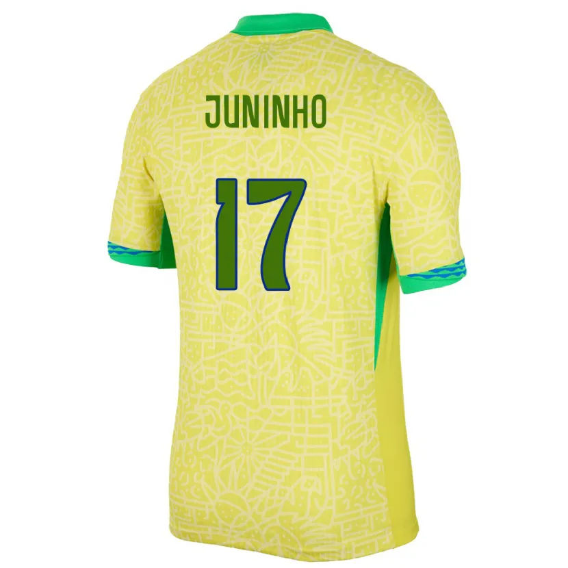 Danxen Heren Brazilië Juninho #17 Geel Thuisshirt Thuistenue 24-26 T-Shirt