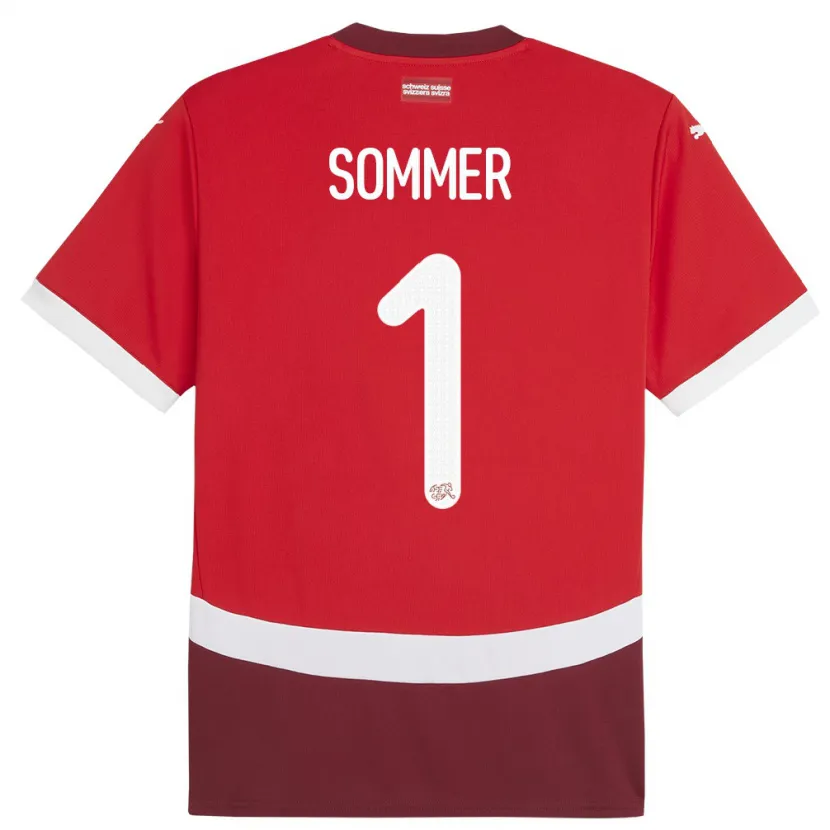 Danxen Heren Zwitserland Yann Sommer #1 Rood Thuisshirt Thuistenue 24-26 T-Shirt