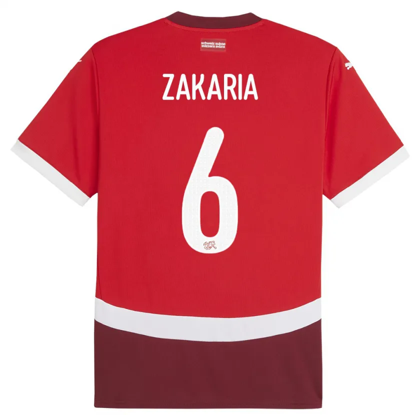 Danxen Heren Zwitserland Denis Zakaria #6 Rood Thuisshirt Thuistenue 24-26 T-Shirt
