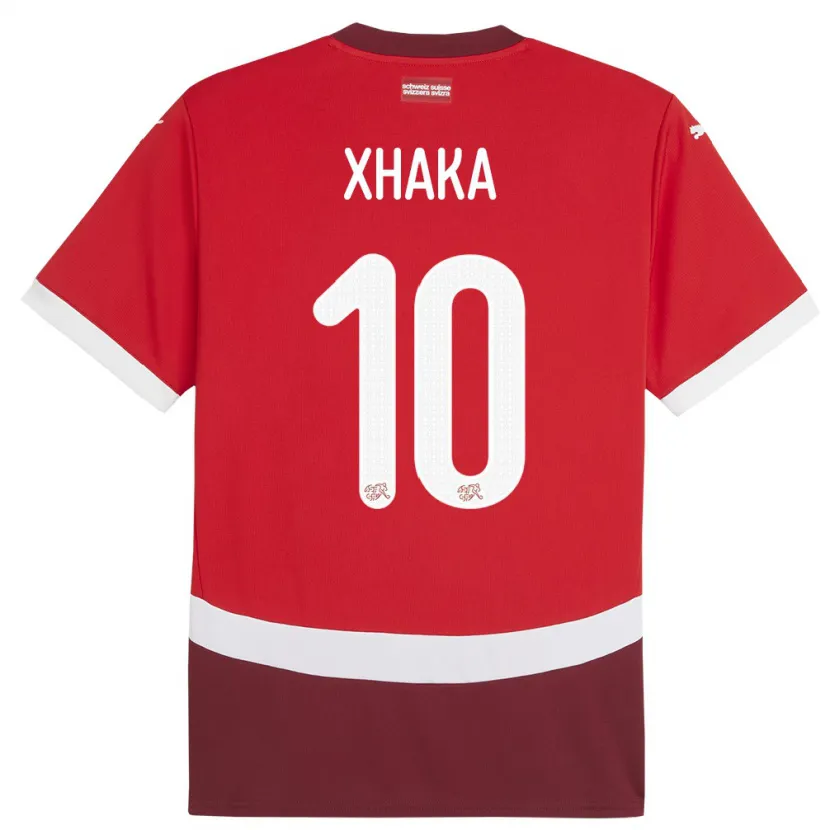 Danxen Heren Zwitserland Granit Xhaka #10 Rood Thuisshirt Thuistenue 24-26 T-Shirt