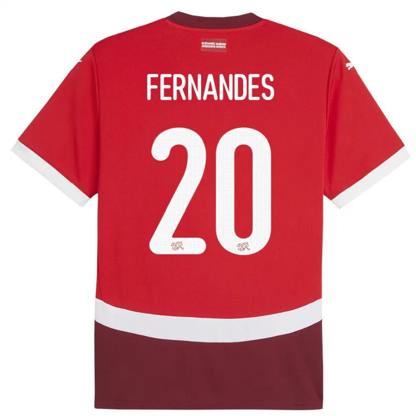 Danxen Heren Zwitserland Edimilson Fernandes #20 Rood Thuisshirt Thuistenue 24-26 T-Shirt
