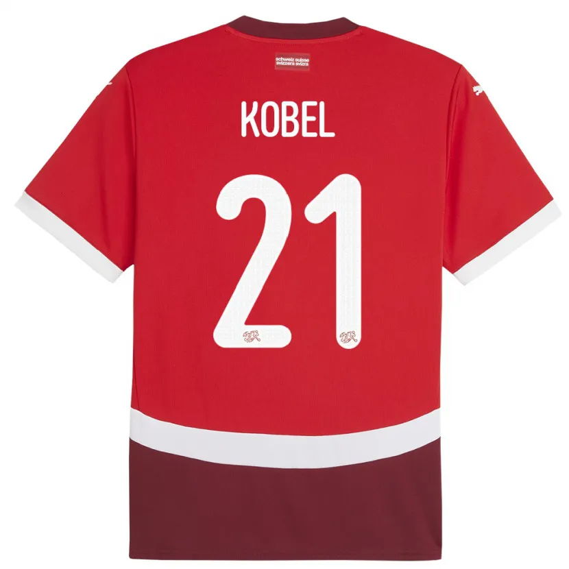 Danxen Heren Zwitserland Gregor Kobel #21 Rood Thuisshirt Thuistenue 24-26 T-Shirt