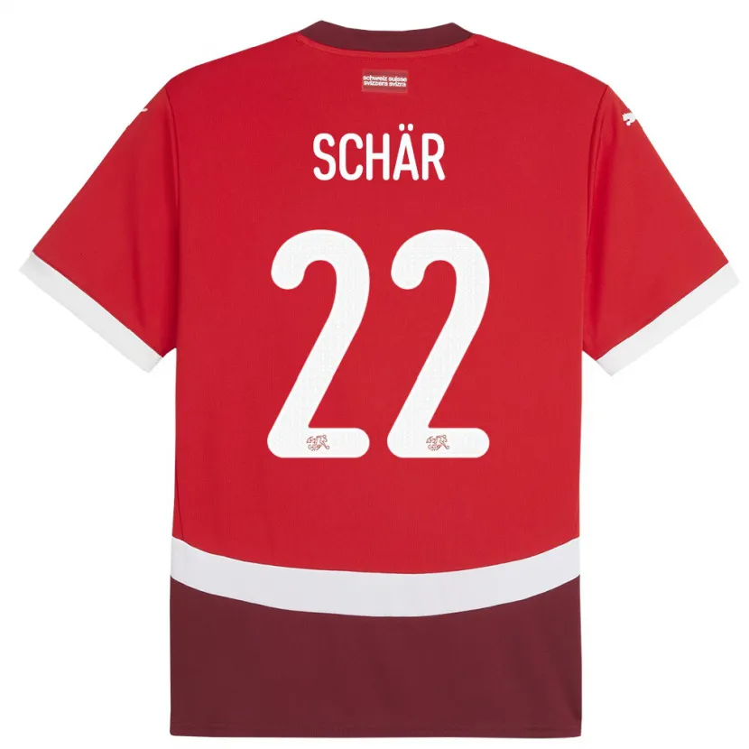 Danxen Heren Zwitserland Fabian Schar #22 Rood Thuisshirt Thuistenue 24-26 T-Shirt
