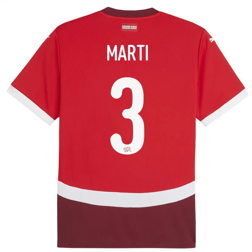 Danxen Heren Zwitserland Lara Marti #3 Rood Thuisshirt Thuistenue 24-26 T-Shirt