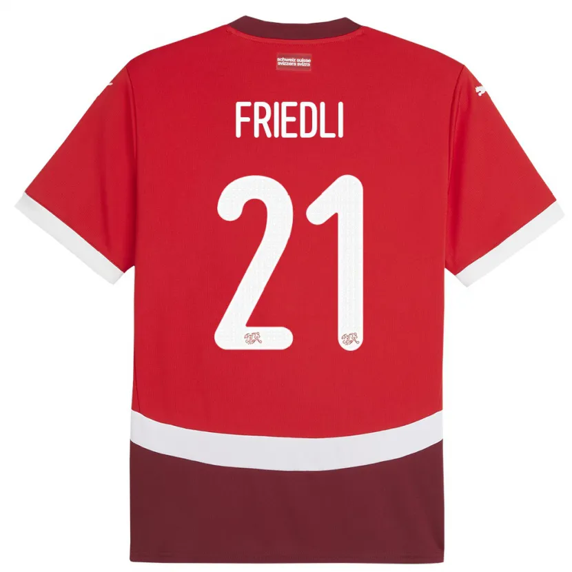 Danxen Heren Zwitserland Seraina Friedli #21 Rood Thuisshirt Thuistenue 24-26 T-Shirt