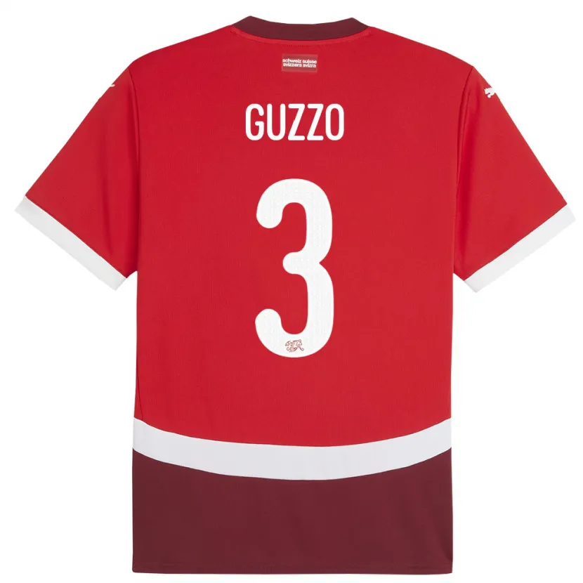 Danxen Heren Zwitserland Ramon Guzzo #3 Rood Thuisshirt Thuistenue 24-26 T-Shirt