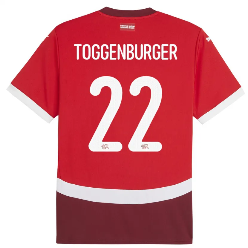 Danxen Heren Zwitserland Nando Toggenburger #22 Rood Thuisshirt Thuistenue 24-26 T-Shirt
