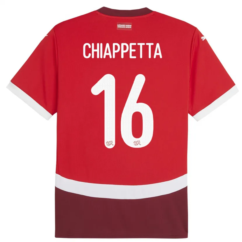 Danxen Heren Zwitserland Carmine Chiappetta #16 Rood Thuisshirt Thuistenue 24-26 T-Shirt