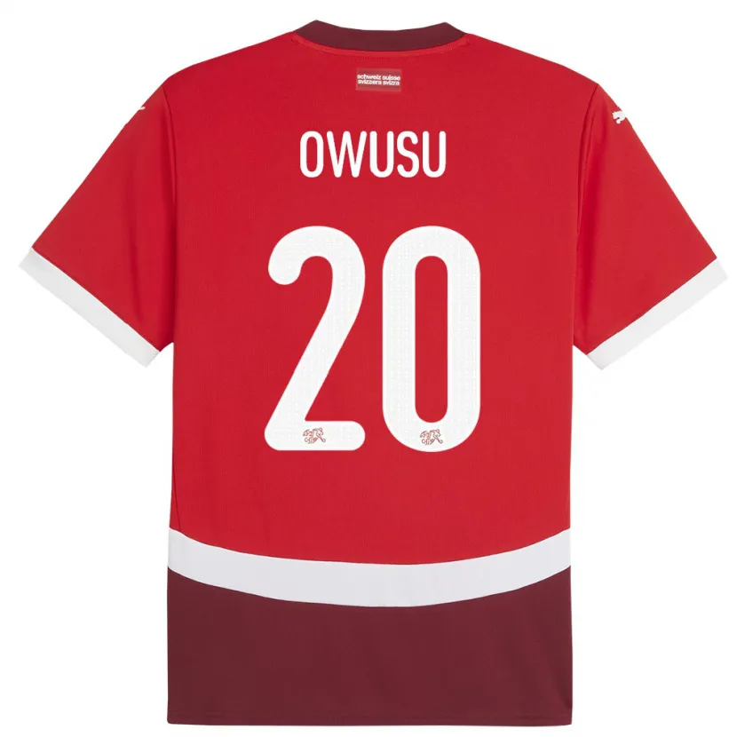 Danxen Heren Zwitserland Tyron Owusu #20 Rood Thuisshirt Thuistenue 24-26 T-Shirt