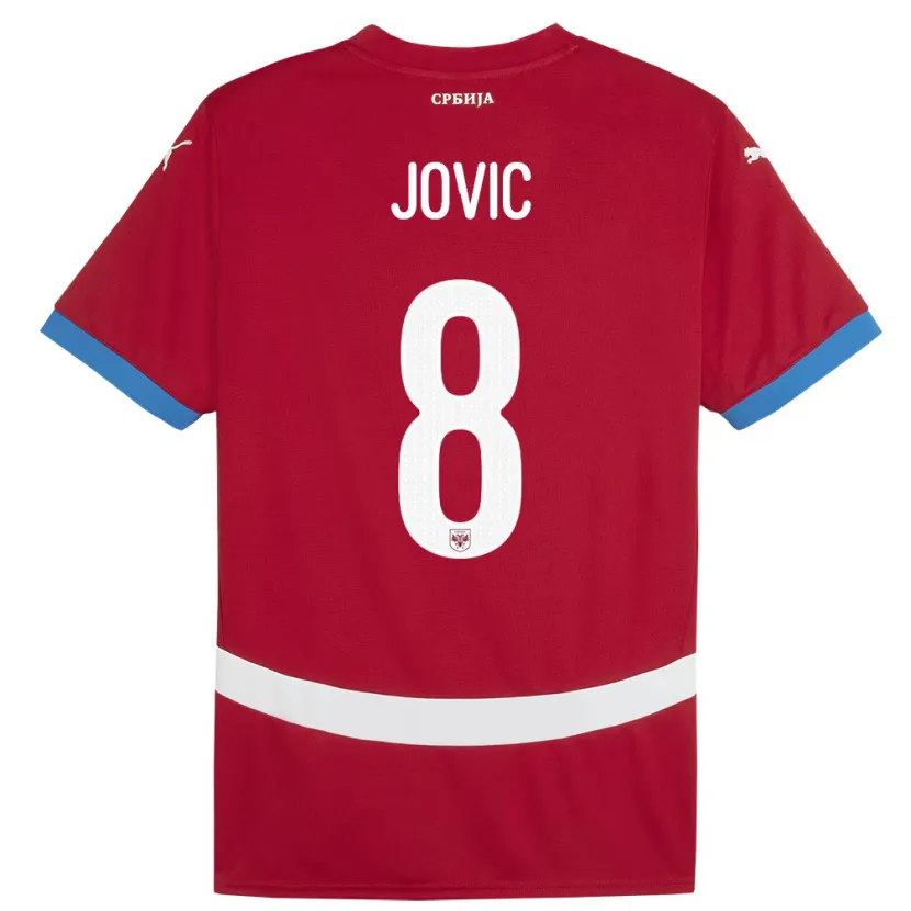 Danxen Heren Servië Luka Jovic #8 Rood Thuisshirt Thuistenue 24-26 T-Shirt