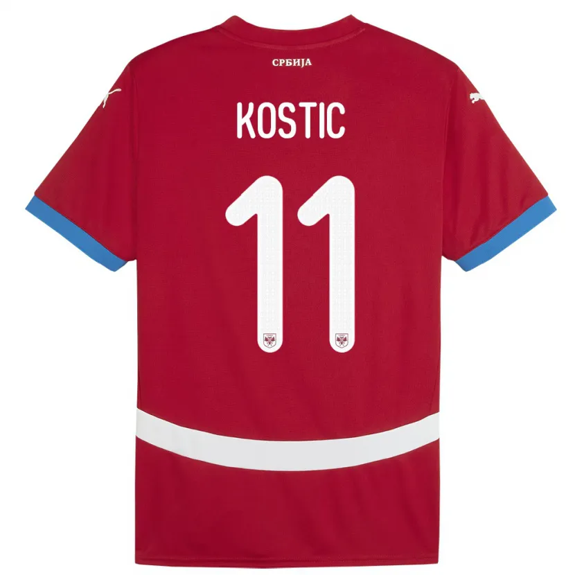 Danxen Heren Servië Filip Kostic #11 Rood Thuisshirt Thuistenue 24-26 T-Shirt