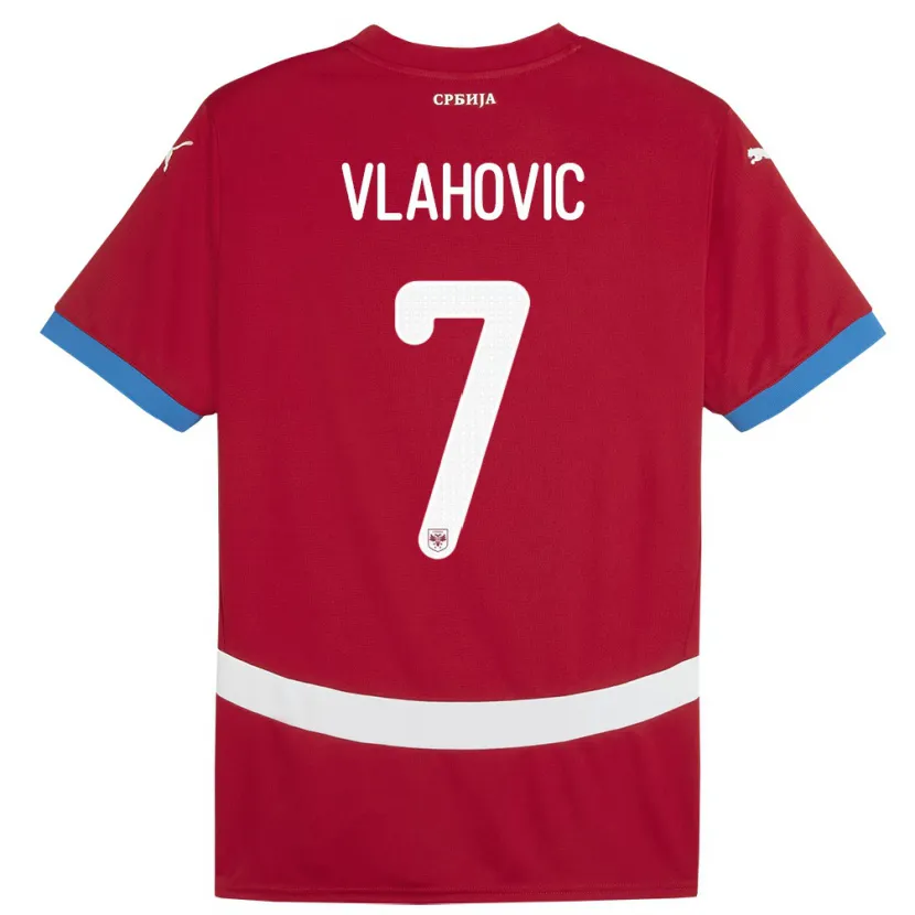 Danxen Heren Servië Dusan Vlahovic #7 Rood Thuisshirt Thuistenue 24-26 T-Shirt