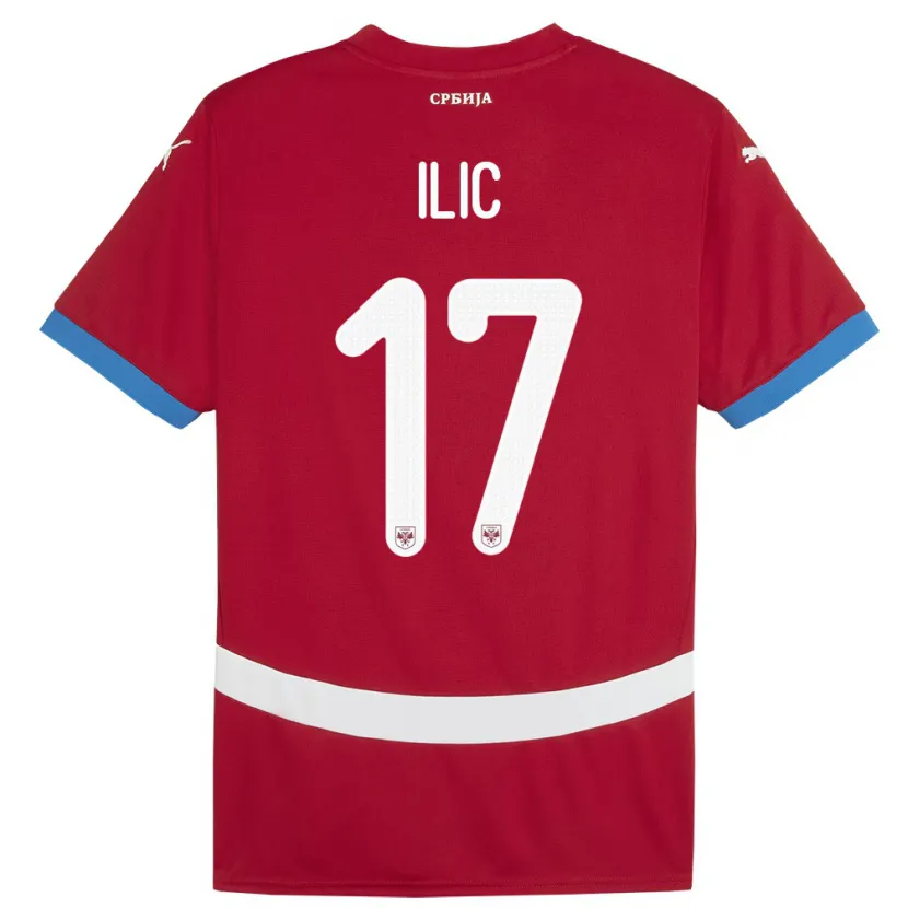 Danxen Heren Servië Ivan Ilic #17 Rood Thuisshirt Thuistenue 24-26 T-Shirt