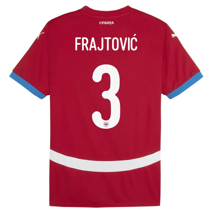 Danxen Heren Servië Andela Frajtovic #3 Rood Thuisshirt Thuistenue 24-26 T-Shirt