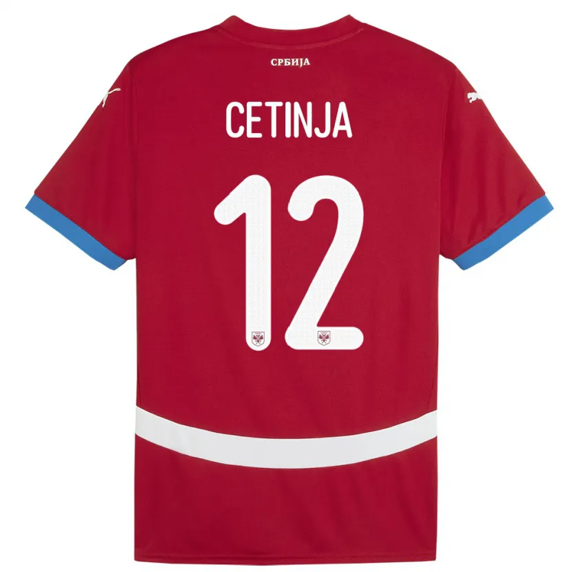 Danxen Heren Servië Sara Cetinja #12 Rood Thuisshirt Thuistenue 24-26 T-Shirt