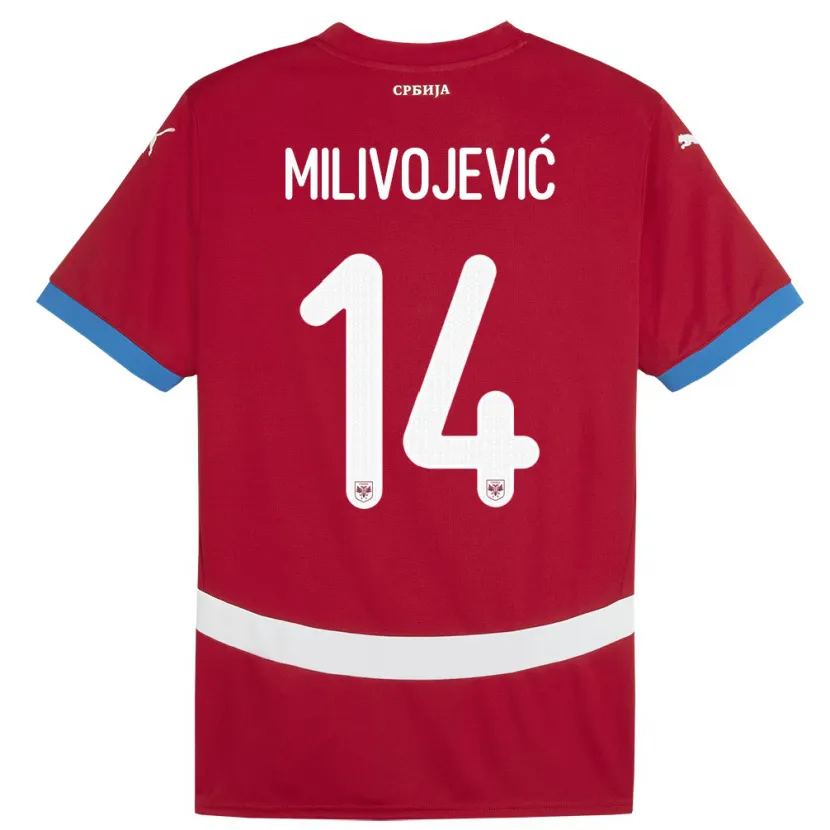 Danxen Heren Servië Vesna Milivojevic #14 Rood Thuisshirt Thuistenue 24-26 T-Shirt