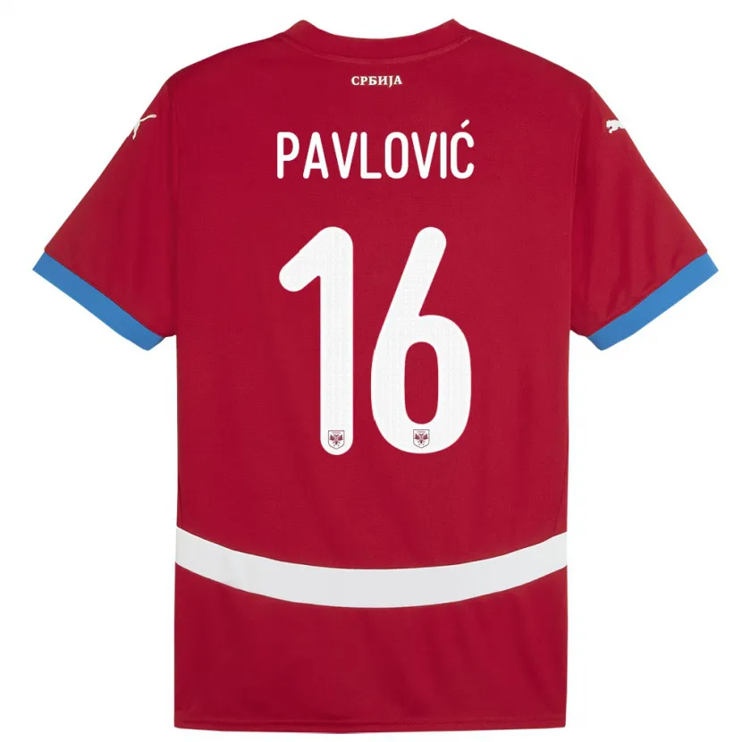 Danxen Heren Servië Sara Pavlovic #16 Rood Thuisshirt Thuistenue 24-26 T-Shirt