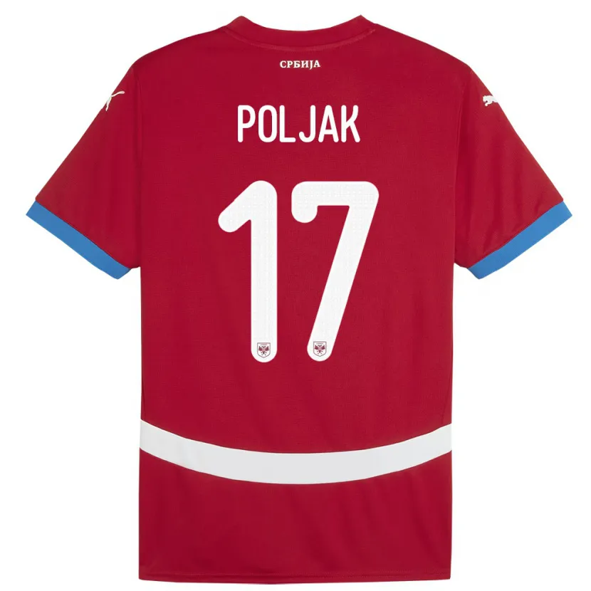Danxen Heren Servië Allegra Poljak #17 Rood Thuisshirt Thuistenue 24-26 T-Shirt