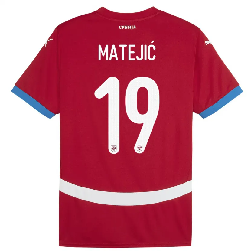 Danxen Heren Servië Nina Matejic #19 Rood Thuisshirt Thuistenue 24-26 T-Shirt