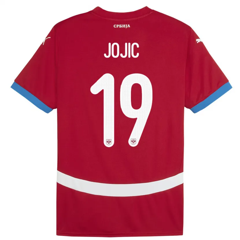 Danxen Heren Servië Nikola Jojic #19 Rood Thuisshirt Thuistenue 24-26 T-Shirt