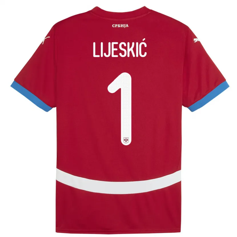 Danxen Heren Servië Luka Lijeskic #1 Rood Thuisshirt Thuistenue 24-26 T-Shirt