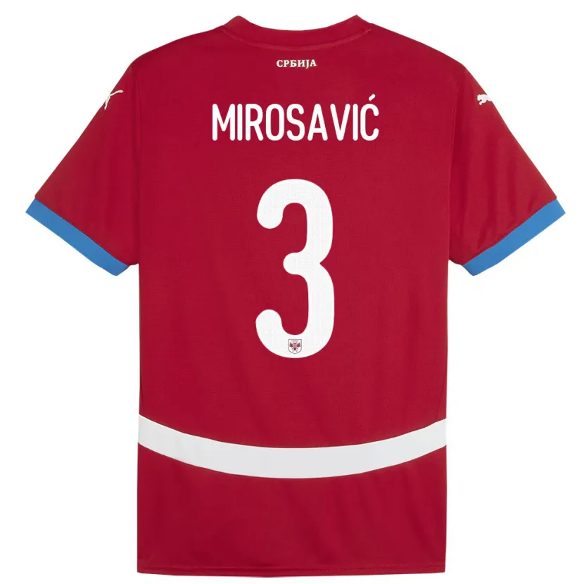 Danxen Heren Servië Veljko Mirosavic #3 Rood Thuisshirt Thuistenue 24-26 T-Shirt