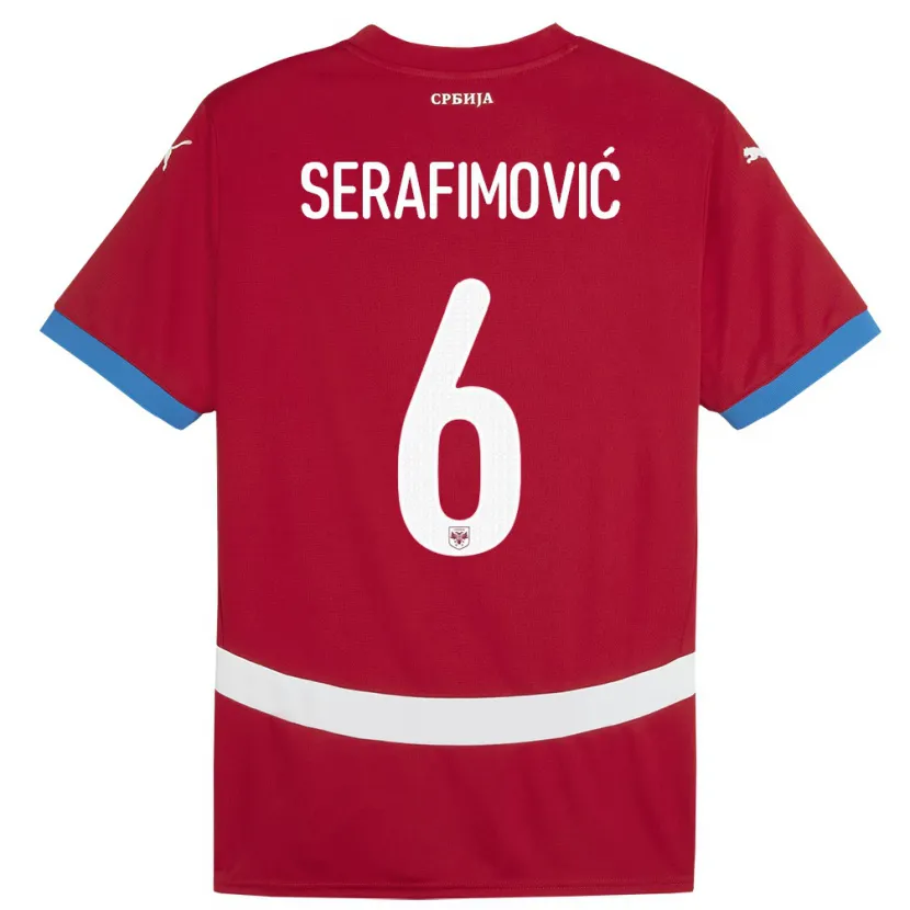 Danxen Heren Servië Vojin Serafimovic #6 Rood Thuisshirt Thuistenue 24-26 T-Shirt