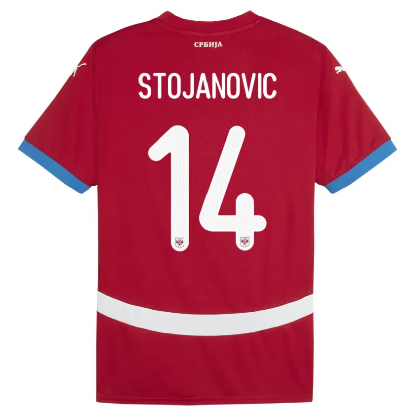 Danxen Heren Servië Matija Stojanovic #14 Rood Thuisshirt Thuistenue 24-26 T-Shirt