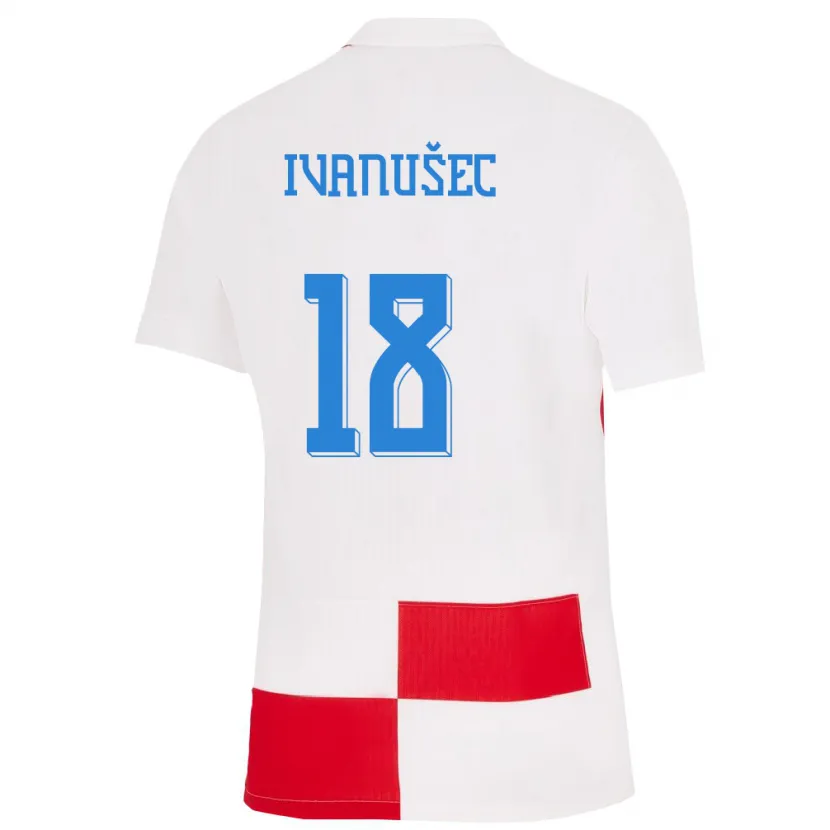 Danxen Heren Kroatië Luka Ivanusec #18 Wit Rood Thuisshirt Thuistenue 24-26 T-Shirt