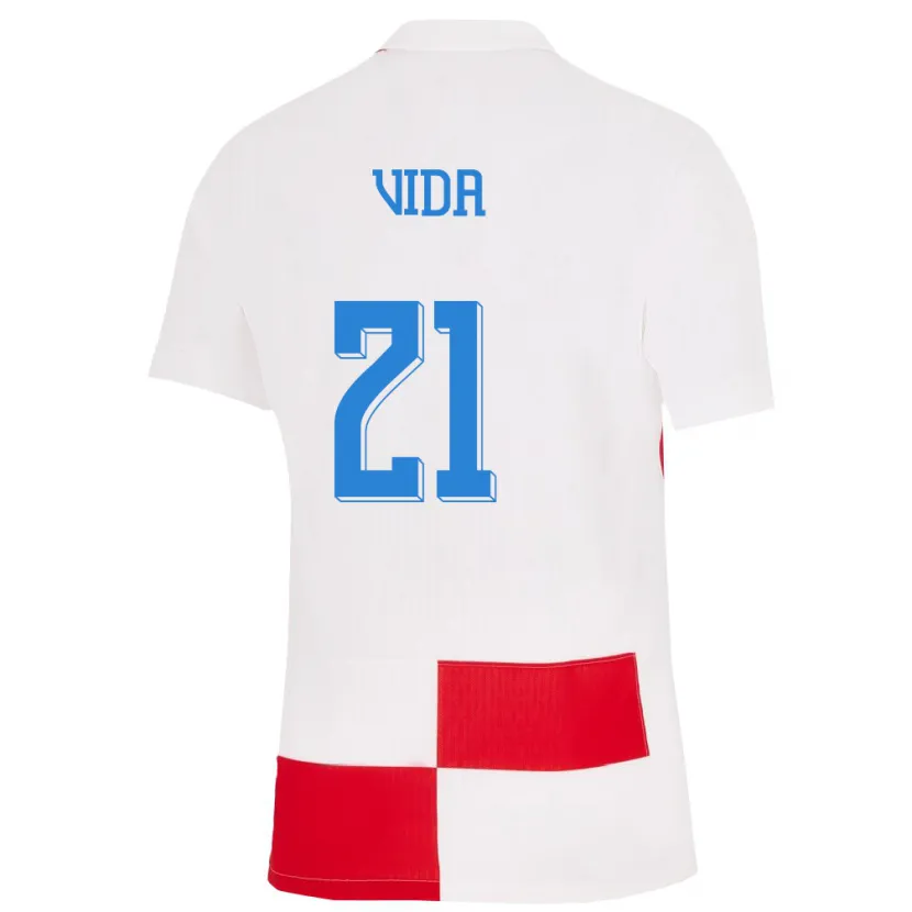 Danxen Heren Kroatië Domagoj Vida #21 Wit Rood Thuisshirt Thuistenue 24-26 T-Shirt
