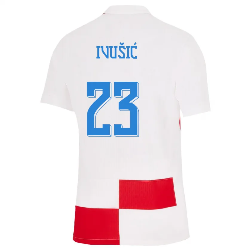 Danxen Heren Kroatië Ivica Ivusic #23 Wit Rood Thuisshirt Thuistenue 24-26 T-Shirt