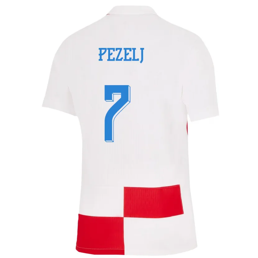 Danxen Heren Kroatië Petra Pezelj #7 Wit Rood Thuisshirt Thuistenue 24-26 T-Shirt