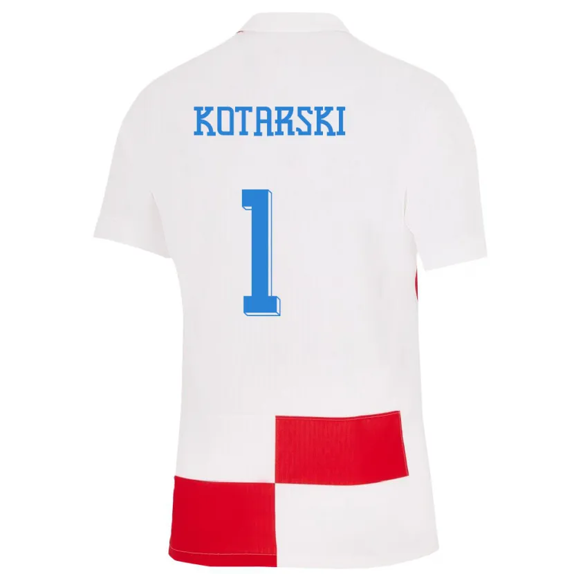 Danxen Heren Kroatië Dominik Kotarski #1 Wit Rood Thuisshirt Thuistenue 24-26 T-Shirt