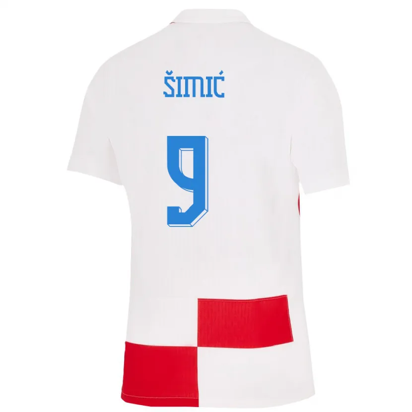 Danxen Heren Kroatië Roko Simic #9 Wit Rood Thuisshirt Thuistenue 24-26 T-Shirt