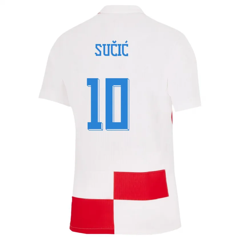 Danxen Heren Kroatië Luka Sucic #10 Wit Rood Thuisshirt Thuistenue 24-26 T-Shirt