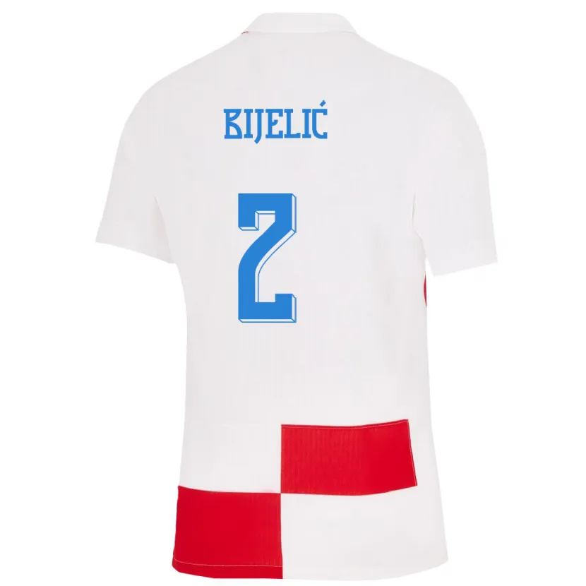 Danxen Heren Kroatië Dario Bijelic #2 Wit Rood Thuisshirt Thuistenue 24-26 T-Shirt