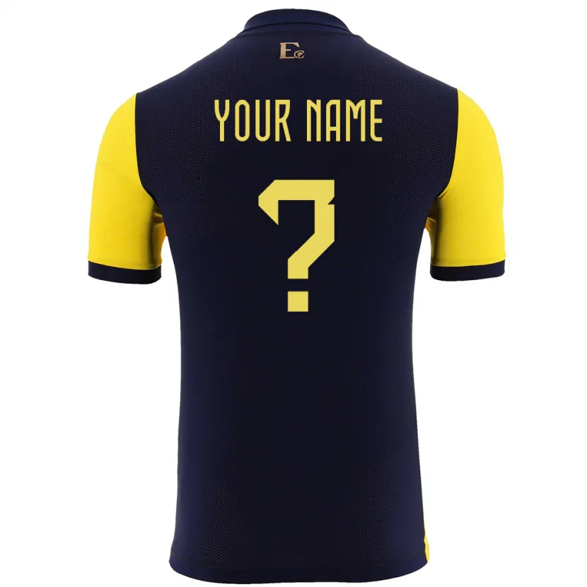 Danxen Heren Ecuador Uw Naam #0 Geel Thuisshirt Thuistenue 24-26 T-Shirt
