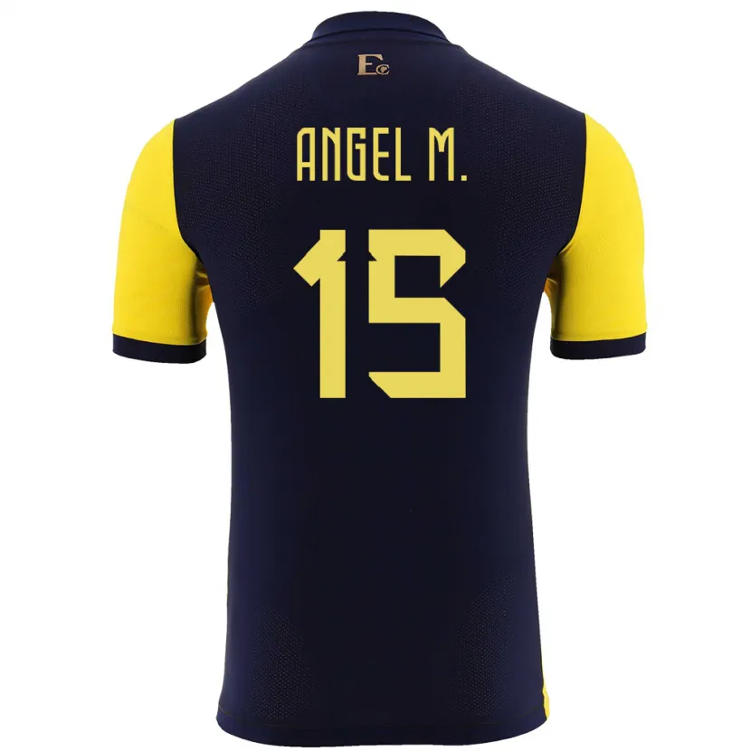 Danxen Heren Ecuador Angel Mena #15 Geel Thuisshirt Thuistenue 24-26 T-Shirt