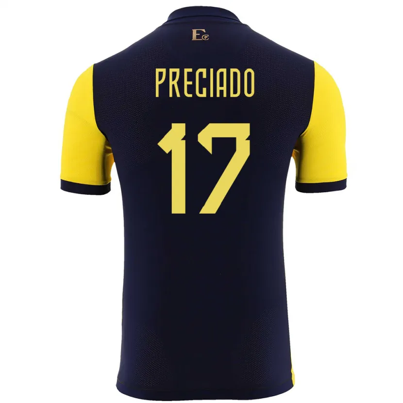 Danxen Heren Ecuador Angelo Preciado #17 Geel Thuisshirt Thuistenue 24-26 T-Shirt