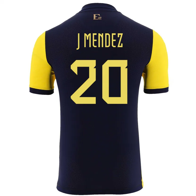 Danxen Heren Ecuador Jhegson Mendez #20 Geel Thuisshirt Thuistenue 24-26 T-Shirt