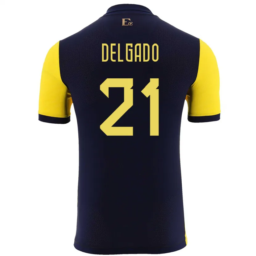 Danxen Heren Ecuador Patrickson Delgado #21 Geel Thuisshirt Thuistenue 24-26 T-Shirt