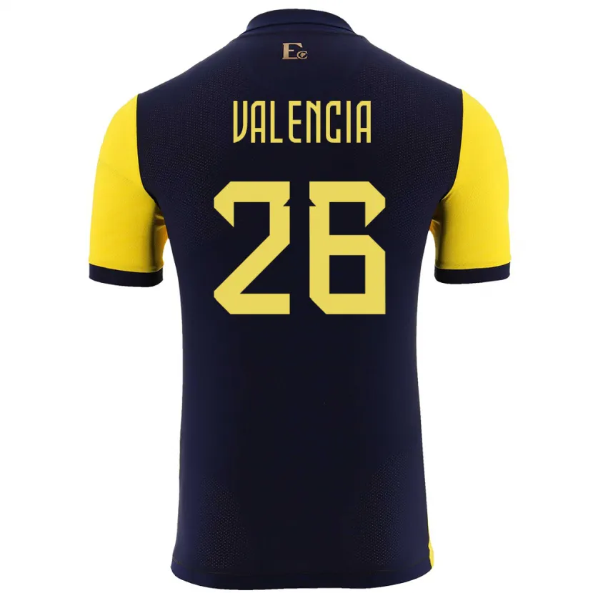 Danxen Heren Ecuador Anthony Valencia #26 Geel Thuisshirt Thuistenue 24-26 T-Shirt
